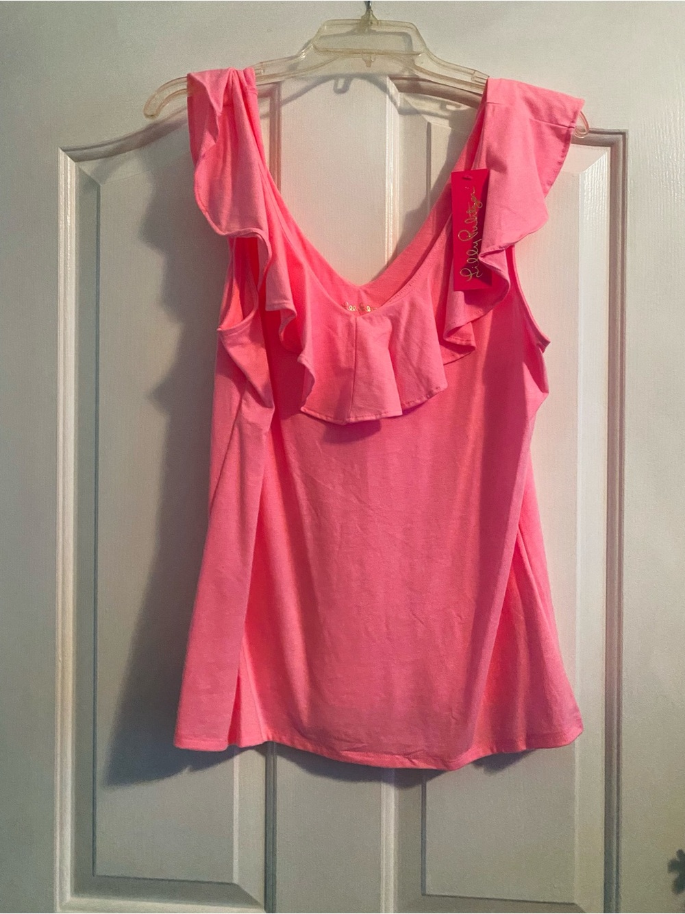 Lilly Pulitzer Pink Ruffled V-Neck Tank BNWT